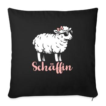 Chef Chefin Schaf Geschenk Schäfin Spruch - Sofakissenbezug 45 x 45 cm - Schwarz - Vorne
