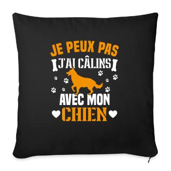 je peux pas j'ai câlins avec mon chien - Housse de coussin décorative 45 x 45 cm - noir - Devant