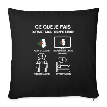 temps libre algérie dz - Housse de coussin décorative 45 x 45 cm - noir - Devant