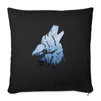 Cadeau de loup hurlant - Housse de coussin décorative 45 x 45 cm - noir - Devant