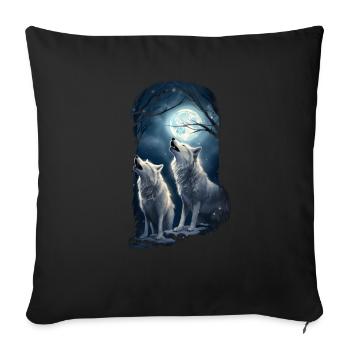 Cadeau de loup blanc - Housse de coussin décorative 45 x 45 cm - noir - Devant
