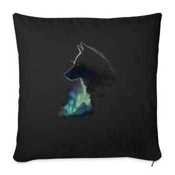 Wolf Northern Lights Finland Gift - Sofa pillowcase 17,3'' x 17,3'' (45 x 45 cm) - black - Front