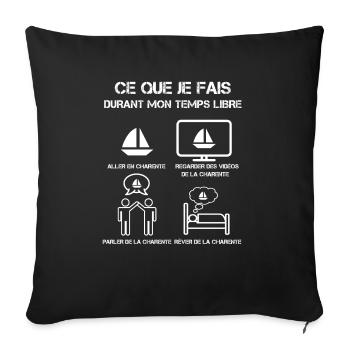temps libre charente - Housse de coussin décorative 45 x 45 cm - noir - Devant