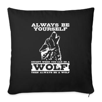 Cadeau de loup - Housse de coussin décorative 45 x 45 cm - noir - Devant