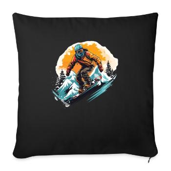 Wintersport Berge Schnee Skifahrer Ski - Sofakissenbezug 45 x 45 cm - Schwarz - Vorne