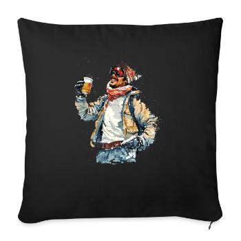 Après, Fête, Montagne, Skieurs des neiges, - Housse de coussin décorative 45 x 45 cm - noir - Devant