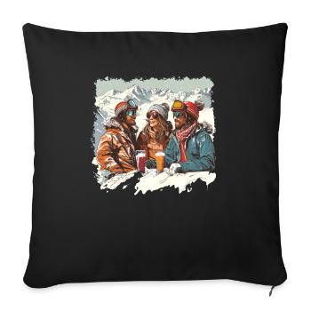 Winter Sports Mountains Snow Beer Ski - Sofa pillowcase 17,3'' x 17,3'' (45 x 45 cm) - black - Front