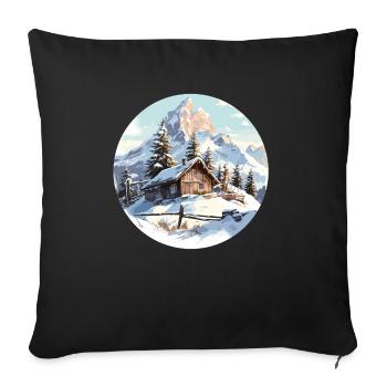 Winter sports Mountains Snow hut skiing - Sofa pillowcase 17,3'' x 17,3'' (45 x 45 cm) - black - Front