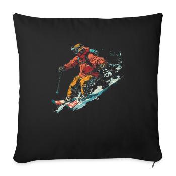 Wintersport Berge Schnee Skifahrer Ski - Sofakissenbezug 45 x 45 cm - Schwarz - Vorne