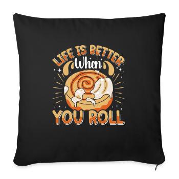 Boulanger brioche à la cannelle - Housse de coussin décorative 45 x 45 cm - noir - Devant