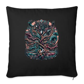 Celtic Tree of Life: Symphony of the Wild - Sofa pillowcase 17,3'' x 17,3'' (45 x 45 cm) - black - Front