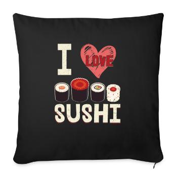 I Love SushiI Love Sushi Japanese Kitchen Japanese - Sofa pillowcase 17,3'' x 17,3'' (45 x 45 cm) - black - Front