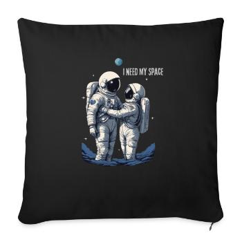 Couple d’astronautes amoureux - Housse de coussin décorative 45 x 45 cm - noir - Devant