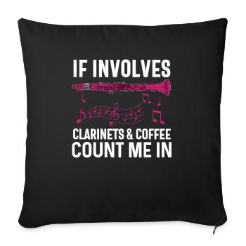 Joueur de clarinette pour fille Femmes Fille Drôle - Housse de coussin décorative 45 x 45 cm - noir - Devant
