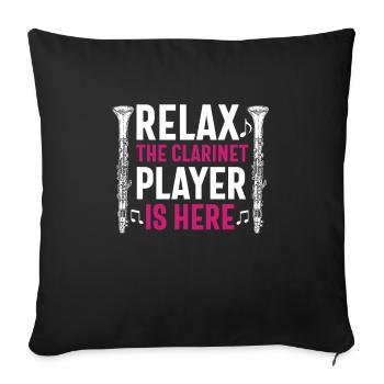 Joueur de clarinette pour fille Femmes Fille Drôle - Housse de coussin décorative 45 x 45 cm - noir - Devant