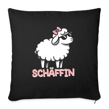 Chef Chefin Schaf Geschenk Schäfin Spruch - Sofakissenbezug 45 x 45 cm - Schwarz - Vorne