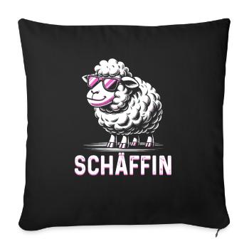 Chef Chefin Schaf Geschenk Schäfin Spruch - Sofakissenbezug 45 x 45 cm - Schwarz - Vorne