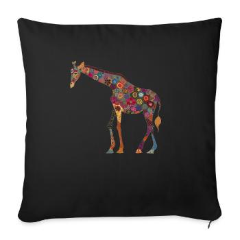 Giraffe Floral Animal Pattern Gift - Sofa pillowcase 17,3'' x 17,3'' (45 x 45 cm) - black - Front