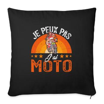 Je peux pas j ai moto - Housse de coussin décorative 45 x 45 cm - noir - Devant