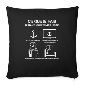 temps libre charente ancre - Housse de coussin décorative 45 x 45 cm - noir - Devant
