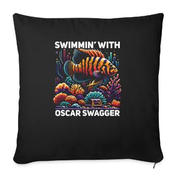 Oscar Fish Lover Freshwater Fishkeeping Aquarium - Sofa pillowcase 17,3'' x 17,3'' (45 x 45 cm) - black - Front