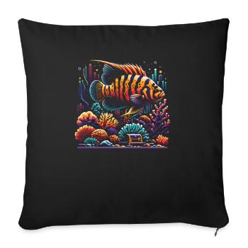 Oscar Fish Lover Freshwater Fishkeeping Aquarium - Sofa pillowcase 17,3'' x 17,3'' (45 x 45 cm) - black - Front