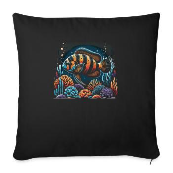 Oscar Fish Lover Aquarium d’aquariophilie d’eau douce - Housse de coussin décorative 45 x 45 cm - noir - Devant