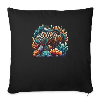 Oscar Fish Lover Freshwater Fishkeeping Aquarium - Sofa pillowcase 17,3'' x 17,3'' (45 x 45 cm) - black - Front