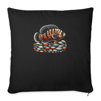 Oscar Fish Lover Freshwater Fishkeeping Aquarium - Sofa pillowcase 17,3'' x 17,3'' (45 x 45 cm) - black - Front