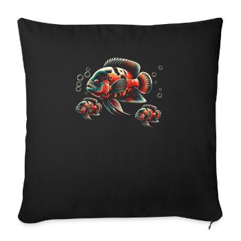 Oscar Fish Lover Freshwater Fishkeeping Aquarium - Sofa pillowcase 17,3'' x 17,3'' (45 x 45 cm) - black - Front