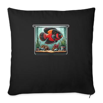 Oscar Fish Lover Freshwater Fishkeeping Aquarium - Sofa pillowcase 17,3'' x 17,3'' (45 x 45 cm) - black - Front
