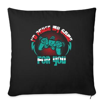 I'd Pause My Game For You Valentine's Day Boy Girl - Sofa pillowcase 17,3'' x 17,3'' (45 x 45 cm) - black - Front