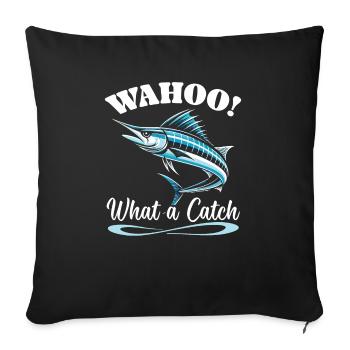 Wahoo Fish Catcher Fisher Pêcheur Pêche - Housse de coussin décorative 45 x 45 cm - noir - Devant