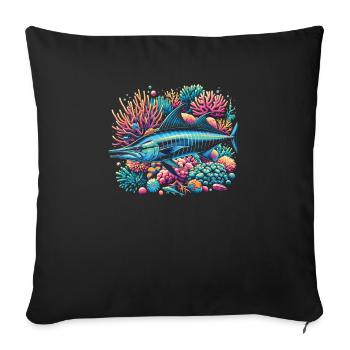 Wahoo Fish Catcher Fisher Pêcheur Pêche - Housse de coussin décorative 45 x 45 cm - noir - Devant