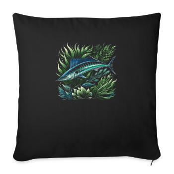 Wahoo Fish Catcher Fisher Pêcheur Pêche - Housse de coussin décorative 45 x 45 cm - noir - Devant