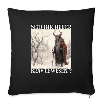 Krampus T Dämonischer Weihnachtsmann Kramperl - Sofakissenbezug 45 x 45 cm - Schwarz - Vorne