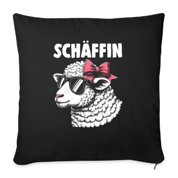 Chef Chefin Schaf Geschenk Schäfin Spruch - Sofakissenbezug 45 x 45 cm - Schwarz - Vorne