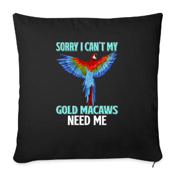 Ara d’or ornithologue enthousiaste cadeau - Housse de coussin décorative 45 x 45 cm - noir - Devant