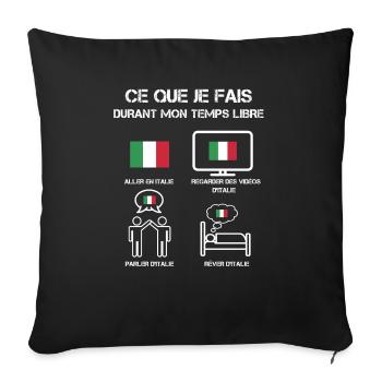 temps libre italie drapeau - Housse de coussin décorative 45 x 45 cm - noir - Devant