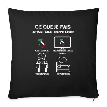 temps libre italie - Housse de coussin décorative 45 x 45 cm - noir - Devant
