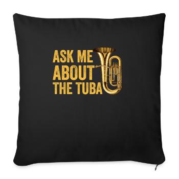 Joueur de tuba hommes femmes fanfare tubiste en laiton - Housse de coussin décorative 45 x 45 cm - noir - Devant