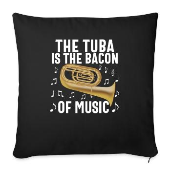 Joueur de tuba hommes femmes fanfare tubiste en laiton - Housse de coussin décorative 45 x 45 cm - noir - Devant