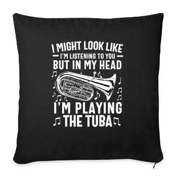 Joueur de tuba hommes femmes fanfare tubiste en laiton - Housse de coussin décorative 45 x 45 cm - noir - Devant