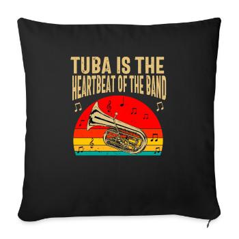 Joueur de tuba hommes femmes fanfare tubiste en laiton - Housse de coussin décorative 45 x 45 cm - noir - Devant