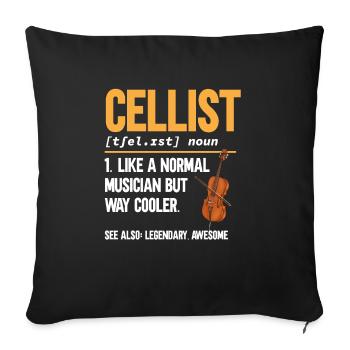 Violoncelliste Violoncelliste Musicien Violoncelle - Housse de coussin décorative 45 x 45 cm - noir - Devant