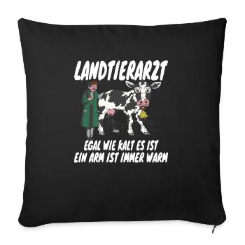 « Peu importe à quel point il fait froid » Vétérinaire de campagne - Housse de coussin décorative 45 x 45 cm - noir - Devant