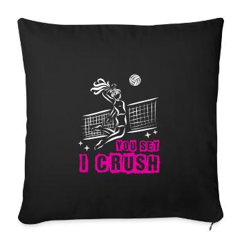 Volley-ball fille joueur de volley-ball Vintage - Housse de coussin décorative 45 x 45 cm - noir - Devant