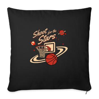 Tir de basket-ball pour les étoiles - Housse de coussin décorative 45 x 45 cm - noir - Devant