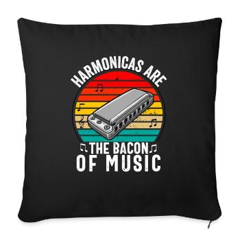 Harmonica Player For Men Women Funny Harmonicist - Sofa pillowcase 17,3'' x 17,3'' (45 x 45 cm) - black - Front