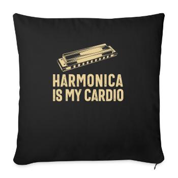 Harmonica Player For Men Women Funny Harmonicist - Sofa pillowcase 17,3'' x 17,3'' (45 x 45 cm) - black - Front